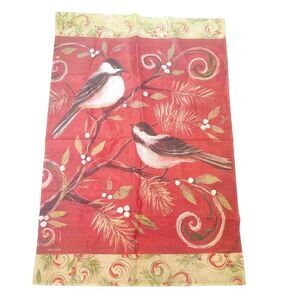 VTG Kate Miller-McRostie Christmas Birds House Flag‎ 29 x 42 Kate McRostie Red